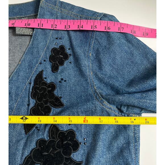 Vntg Y2K Lizwear Petite Liza Claiborne Denim Cropped Jacket - Picture 6 of 9